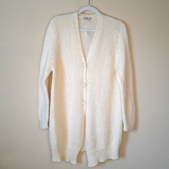 Maison Montagut The Ô Brand Mohair Blend Longline Cardigan Sweater S Ivory - Picture 1 of 7